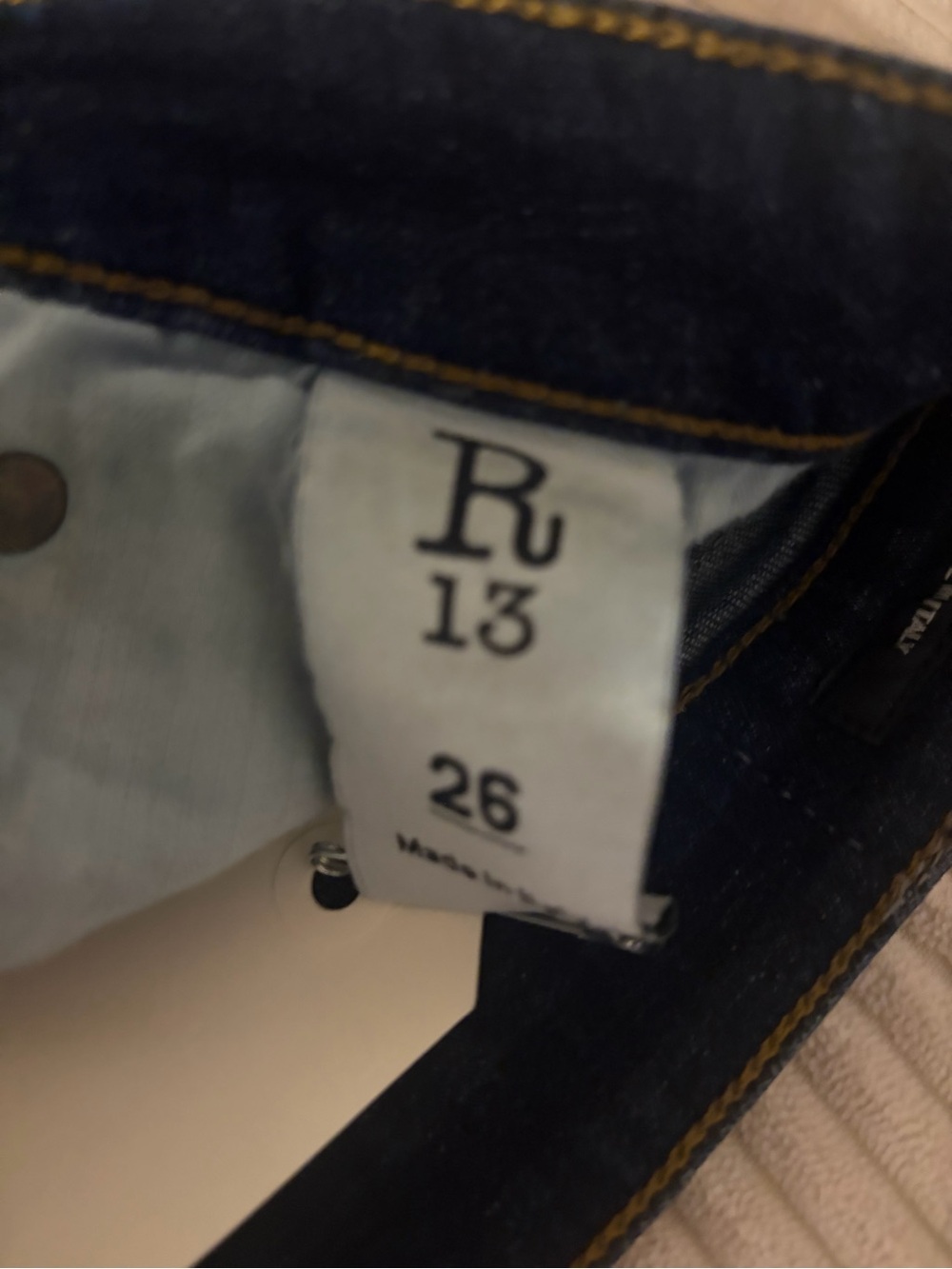 R13 Distressed Skinny Jeans in Dark Wash Denim – Size 26 (Made in Italy) - Picture 4 of 5